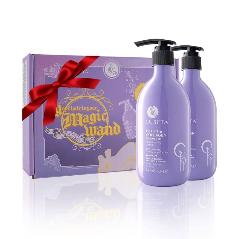 L LUSETA Biotin & Collagen Shampoo Conditioner Set,Thicking Shampoo for Hair Loss & Fast Hair Growth, Sulfate & Paraben Free, Keratin & Color Safe, 2Ã—16.9oz - Image 1